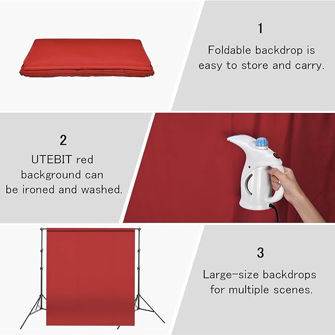 UTEBIT Christmas Background, 6x9ft Classic Red Photo Backgrounds Microfibre Retro Abstract Crimson Photography Backgrounds Portrait Props for Photography