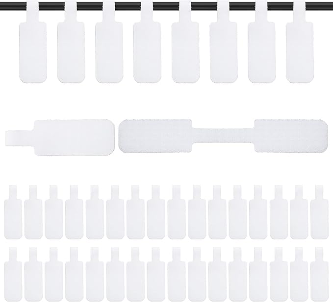 35PCS Reusable Cable Cord Wire Labels, Self-Adhesive Hook and Loop Cable Labels, Easy to Write on Wire Label, White Cables Tags for Electronics, Computer Cables Management and Identification