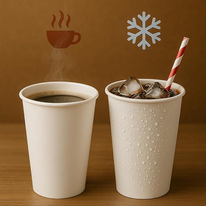 White Paper Coffee Cups – 12 Oz. [200 - Pack] Disposable Hot & Cold Beverage Cups | Durable Paper Cups for Hot and Cold Coffee, Water, Juice, Tea & More – Ideal for Office, Parties, Home & Travel Use