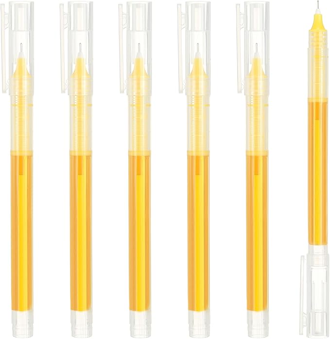PATIKIL 6Pcs Colored Gel Ink Pens, 0.5mm Extra Fine Point Smooth Writing Japanese Quick Drying Liquid Ink Rollerball Pens for Office Stationery Classroom Teachers, Yellow