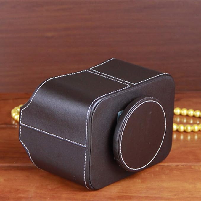 RHCSZ PU Leather Remote Control Holder 360 Degree Spinning Desk Organizer Storage Box for Remote Caddy,TV Guide, Mail, Electronics, Pen,Stationery and Media Storage (Brown)