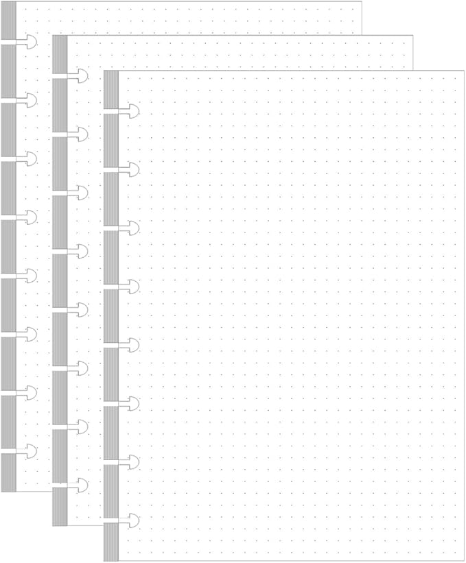 (3-Pack) Junior Size TUL Discbound Dotted Refill Paper, 8-Disc Disbound Insert, 300 Sheets/600 Pages Dot Grid Paper, 100gsm White Paper, 5.8'' x 8.2''