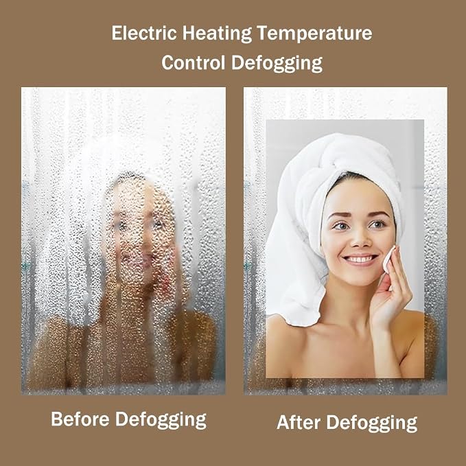 Modern Smart Anti-Fog Bathroom Mirror with Lights, Half Moon LED Wall Mirror, 3 Colors Dimmable Makeup Vanity Mirror, Large Frameless Decorative Mirror for Living Room(Left Cut,47"x32")
