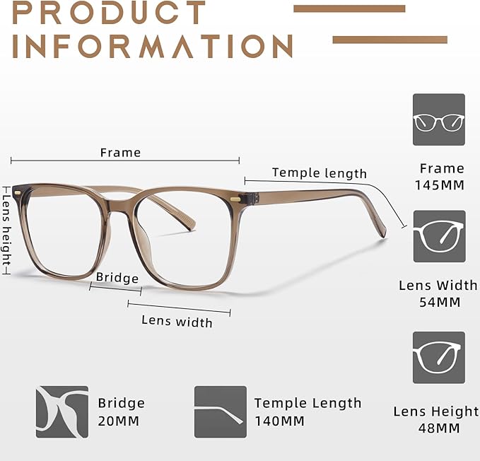 MACJERO Oversized Square Blue Light Blocking Glasses for Women Men, Anti-Fatigue Computer Monitor Gaming Glasses Reduce Eye Strain(Brown)