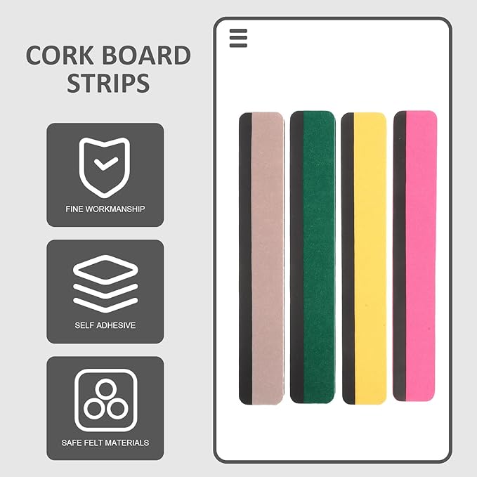 Magnetic Felt Bulletin Board Strips Set Colored Wall Memo Board Pieces Yellow Pink Green Gray for Office and Classroom Organization