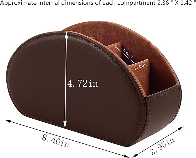 RHCSZ Remote Control Holder with 5 Compartments TV Remote Caddy Store Box,Desktop Organizer for Controller, Glasses and Media Player,Pen Storage (Brown)