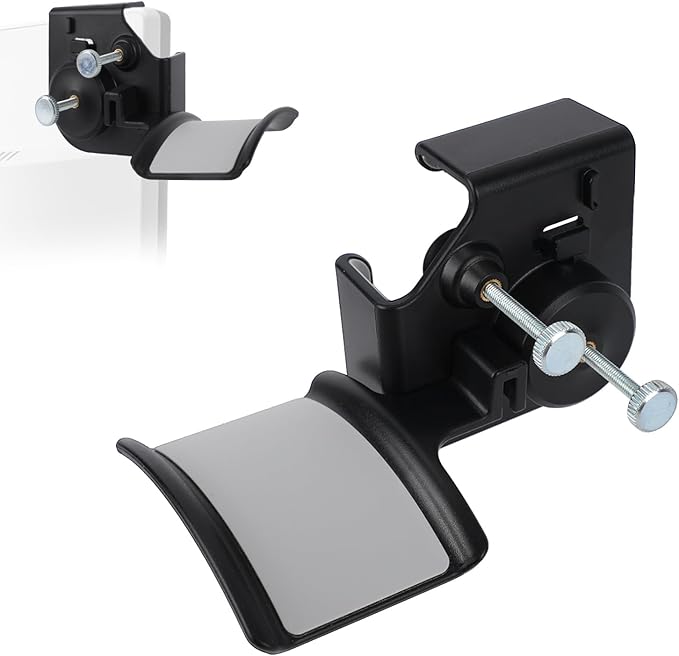 Fukaisu Clamp-On Monitor Headphone Stand, Adjustable Headset Holder Monitor Mount with Silicone Protection Desk Organizer for Home Office Gaming & Study