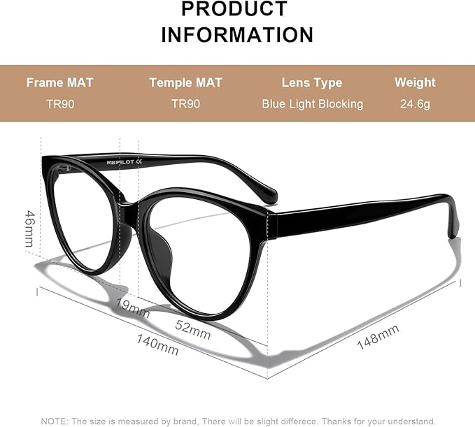 RB.Pilot Reading Glasses for Women Anti Blue Light Computer Readers Magnifying Glass for Reading