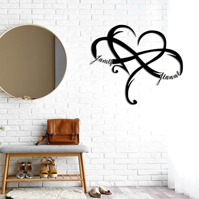 Metal Decorative Signage, Personalized Infinite Heart, 12/18/24 inches, Ideal for Home Decoration and Special Occasion Gift-Giving