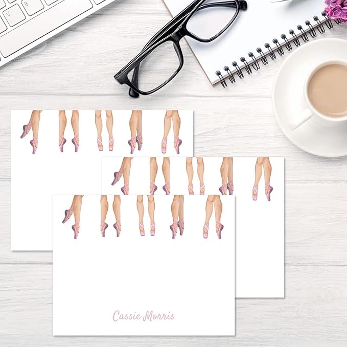 Current Dancers Feet Personalized Note Cards - 24 Cards with White Envelopes, 4¼ x 5½ Inch Size, Blank Stationery, Add Names or Text, For Thank You Notes, Invitations, & Announcements