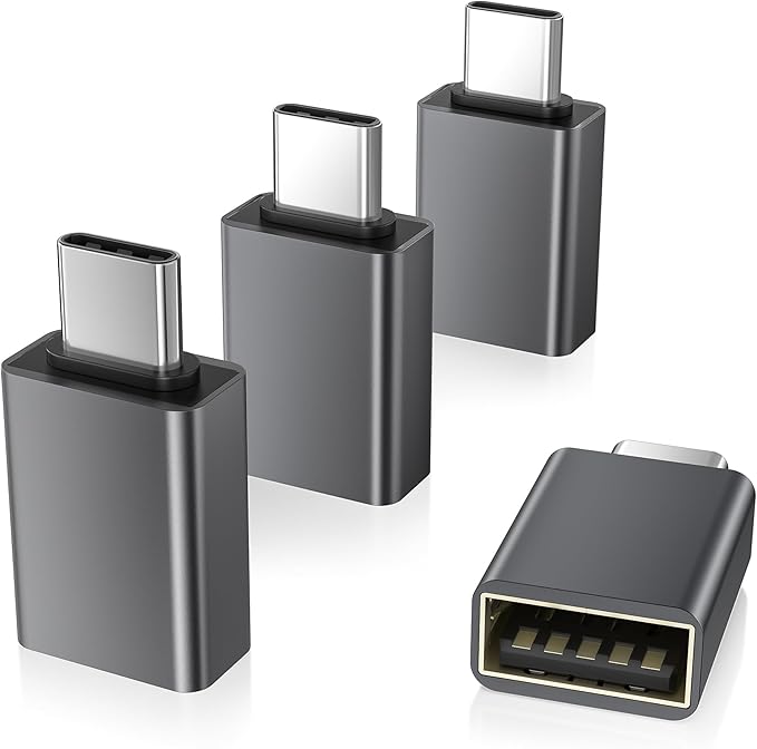 Elebase USB C to USB Adapter 4Pack,USBC Male to USB 3.0 Female MacBook Pro Air Adaptor,Type C Thunderbolt 3 OTG Converter for Flash Thumb Drive,Apple iPhone 17 16 16e 15,iPad mini,Mac,Samsung S25 S24