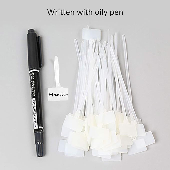 200 Pieces Nylon Cable Marker Ties,Self-locking Cord Tags Write on Ethernet Wire Zip Mark Tags Nylon Power Marking Label