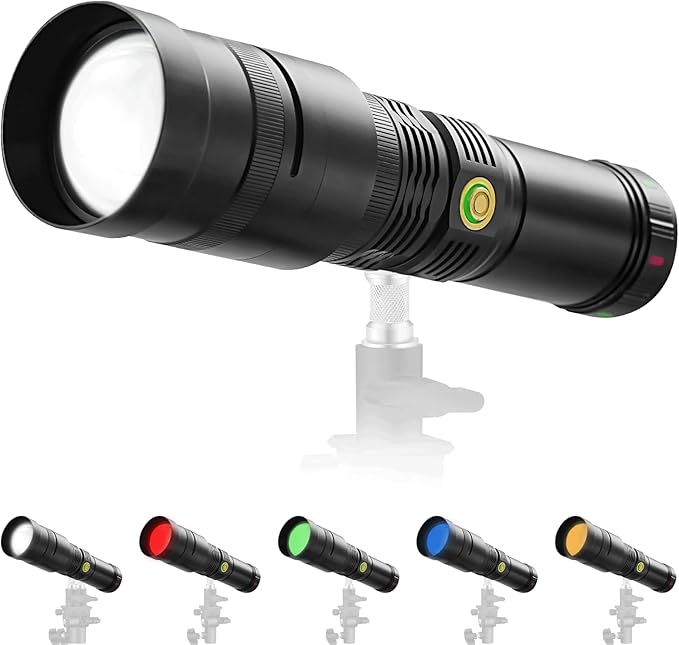 WELLMAKING 35W LED Photography Flashlight Optical Glass Lenses, 7800mAh Aluminum Alloy Patterned Ambient Light, with 20 Patterned Light Filters for Photo, Content Creation Video Recording Accessorie