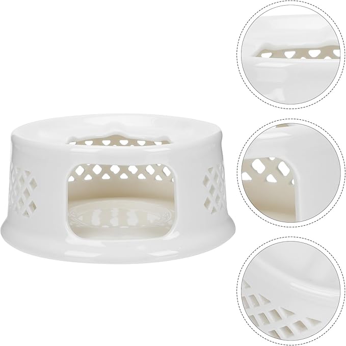 WATIIFUFU Ceramic Teapot Warmer with Hollow Design Non-Slip Base Retro Tea Heater for Brewing and Warming Tea Suitable for Home Office Coffee Shop Use