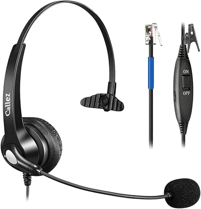 Callez RJ9 Cisco Phone Headset for Office Phone with Noise Cancelling Microphone & Mute Switch, Telephone Headset Compatible with Cisco IP Phones 7821 7841 7945 7962 7965 7975 8811 8841 8851 8865