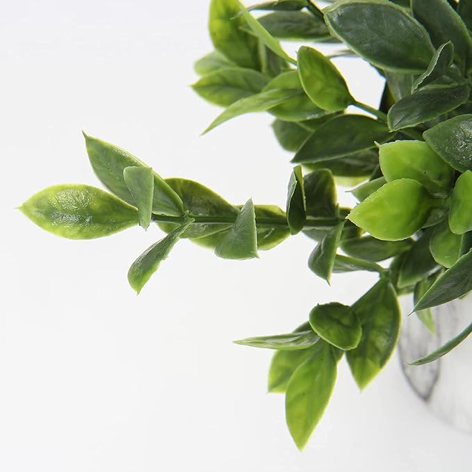 Hollyone Faux Plants Indoor Artificial Mini Potted Plants Plastic Green Plant Small Fake Plants Eucalyptus Decor in Pots for Home Table Room Bathroom Decor
