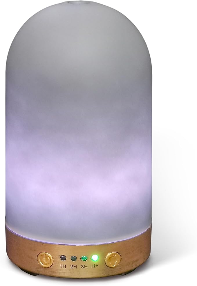 Earnest Living Glass Essential Oil Diffusers for Essential Oils 100 ml Ultrasonic Diffusers 4 Timers Night Lights and Auto Off Function Home Office Aromatherapy Diffusers for Home, Yoga, Sleep