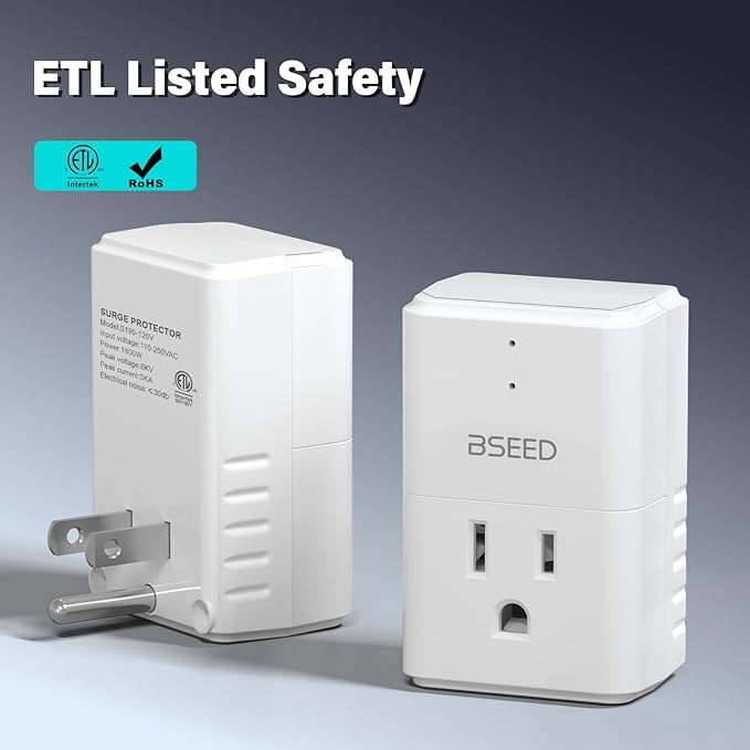 [ETL Listed] BSEED 1800W Single Outlet Mini Surge Protector for Refrigerators, PC, TV, Xbox Series X, PS5 and Home Appliances, Wall Surge Protector with LED Indicators,15A, 4 Pack