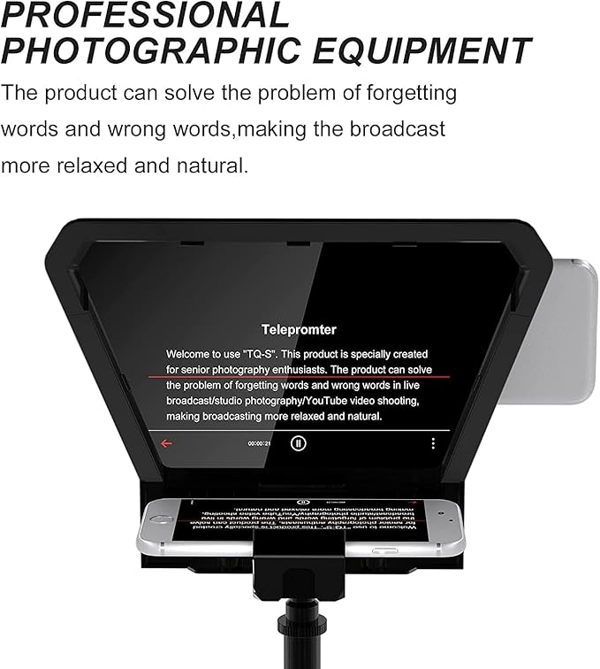 GVM Teleprompter Portable for iPad, Tablet, Smartphone & DSLR Cameras, Teleprompter Kit with Remote Control & Flexible Holder, teleprompter for Smartphone APP Compatible with iOS/Android