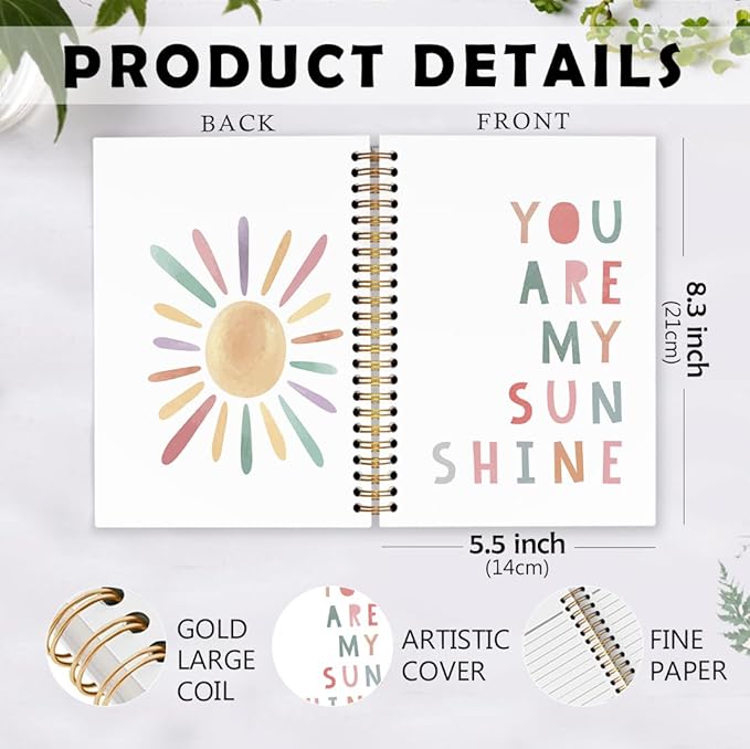 dvhdajed Boho Sunshine Inspirational Spiral Notebook, You Are My Sunshine Journaling Notebooks, Positive Affirmation Spiral Journal for Kids, Motivational Office School Supplies Gifts, 5.5x8.3 In