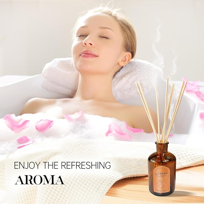 LEAMERR Premium Reed Diffuser Set - 8.8 oz (250 ml) Bedroom Bathroom Living Room Home Fragrance Products Sweet Orange&CEDERWOOD Scent 1 Pack