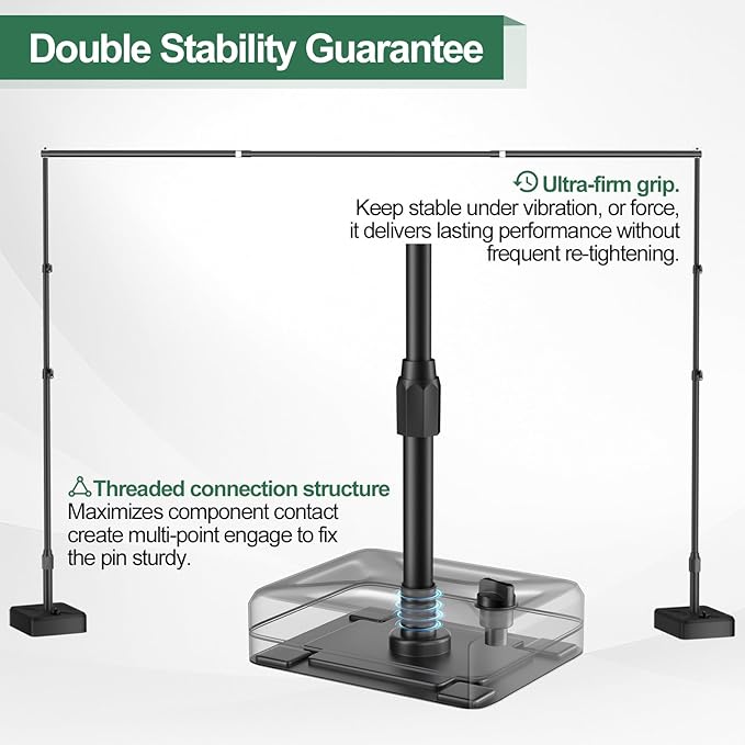 EMART Backdrop Stand with Heavy Duty Water Tank Base 7x10ft Adjustable Metal Photo Backdrop Stand Kit Pipe and Drape Square Background Frame for Birthday Party, Wedding Decorations, Studio Photography