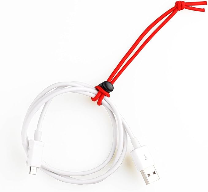 POWRIG 6" Elastic Cable Ties Bungee Cords Adjustable Cable Management Reusable -Red (10-pack)