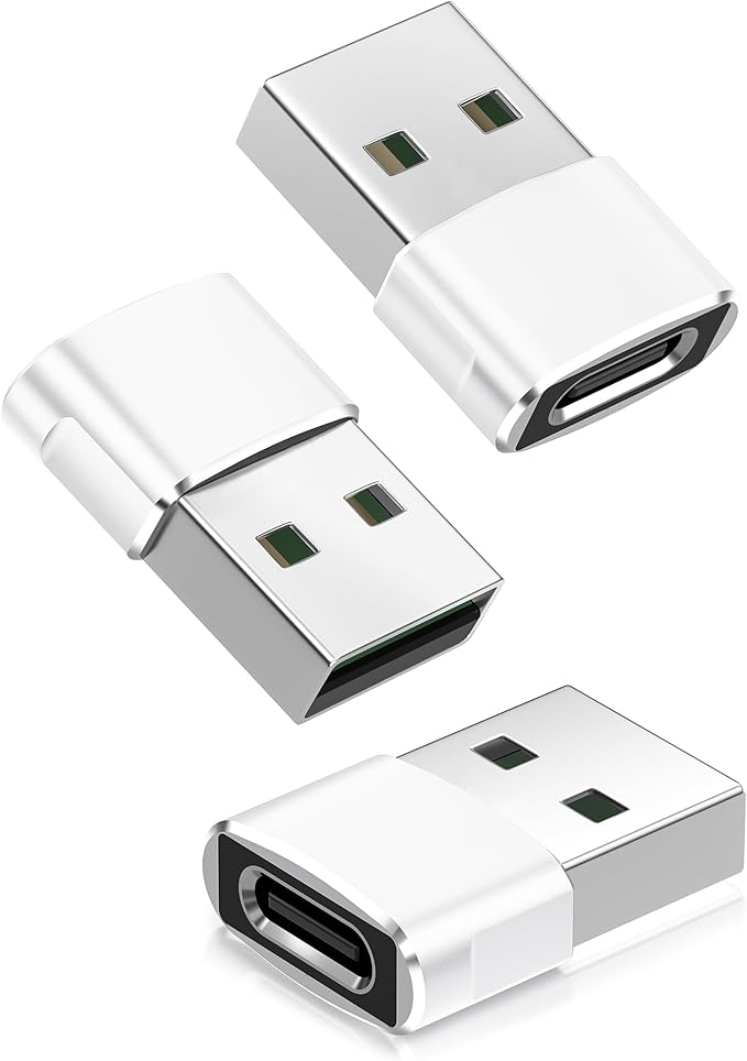 Basesailor USB to USB C Adapter,USBC Female to USB A Male Adapter,Type C Converter Charger for iPhone 17 Pro Max,16 15,Apple Watch iWatch S11 S10 SE,AirPods 3,iPad mini Air,Samsung Galaxy S25,White
