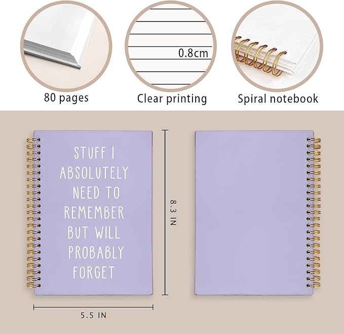 LIANGW Funny Purple Notebooks for Work, Funny Work Gifts for Coworkers & Boss, Coworker Office Gifts for Men Women, Fun Spiral Notebooks Journals for Writing, Funny Office Supplies 5.5x8.3 Inch