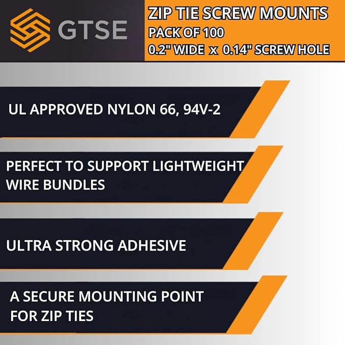 GTSE 18,000 Full Carton Of White/Clear Screw Mounts, Zip Ties Up To 0.2" Wide, Saddle Type Zip Tie Anchors