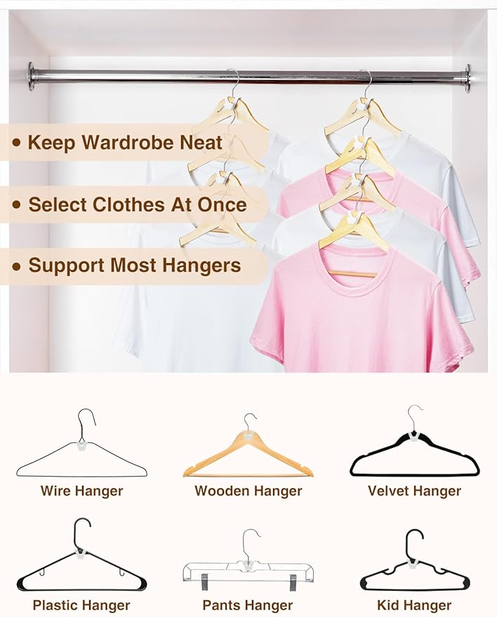 Smartor Hanger Hooks 30 Pack, Closet Storage and Organization as Hangers Space Saving, Hanger Add on Hook as Closet Organizer, Stacking Hangers, Cascading Space Saver White