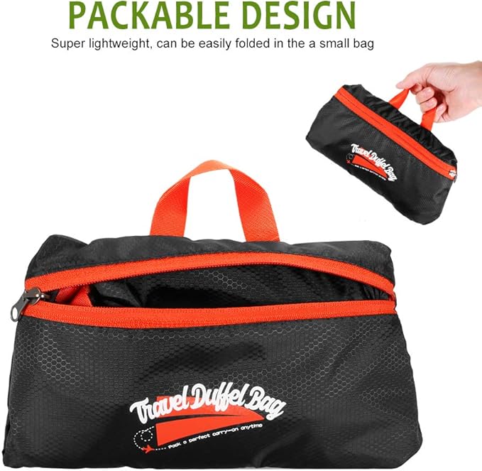 Foldable Duffel Bag, 46L Lightweight Travel Luggage Collapsible Backup Bag Sports Vacation