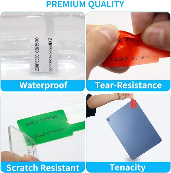 300 Pcs Cable Labels, JIQEZNL Premium 10 Colors Wire Labels Electrical, Waterproof Cord Label Electronics Tags for Cables Management, Self-Adhesive Cable Label Tags for Laser Printer and Handwriting