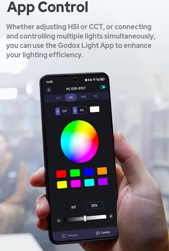 Godox ML100R 110W RGB LED Video Light, with Interchangeable 15° Reflector/1800-10000K CCT/14 Cinematic FX Effects/Multiple Power Options/Supports App Control,for Filming/Live Streaming etc.