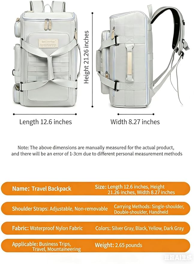 Large Capacity Travel Duffle Bags Gym Backpack Wet Dry Separation Shoulder Bag Outdoor Sports Backpacks with Overnight(Yellow)