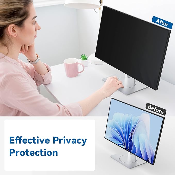 [2-Pack] 22 Inch Computer Privacy Screen Filter for 16:10 Widescreen Monitor, IPROKKO Removable 22in Anti Blue Light Glare Privacy Shield, Anti Spy Security Protector for Hp Dell Asus Acer Samsung