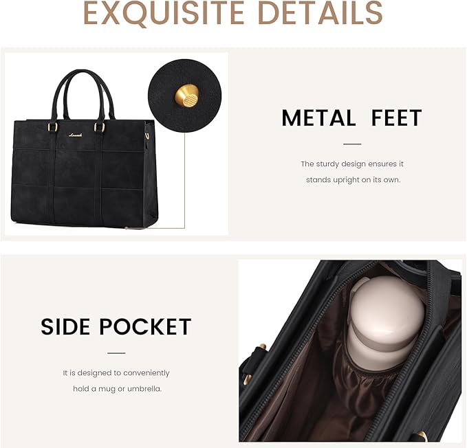 LOVEVOOK Laptop Bag for Women 15.6 Inch Laptop Tote Bag Vintage Leather Work Bags for Women Professional Computer bag