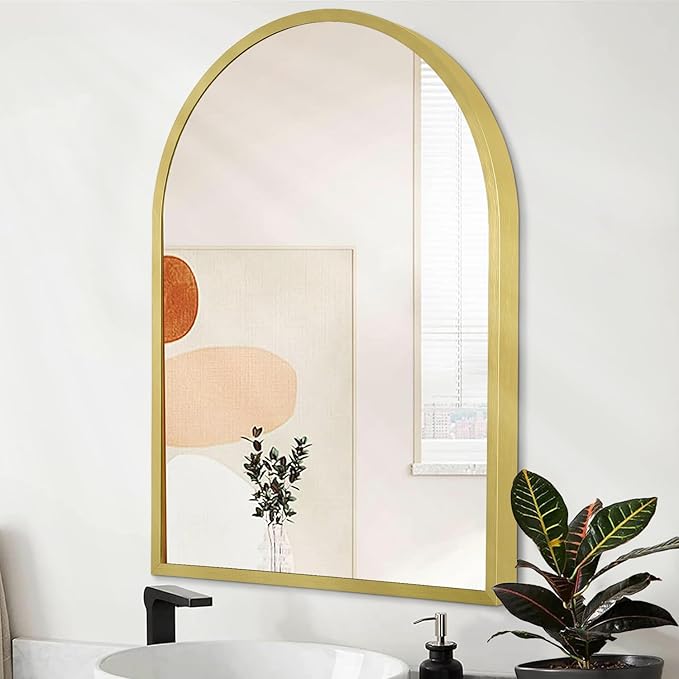 Arched Bathroom Mirror for Wall, Arch Wall Mirror Aluminum Alloy Frame Mirror for Vanity Living Room, Bedroom, Entryway Small 16"x12"