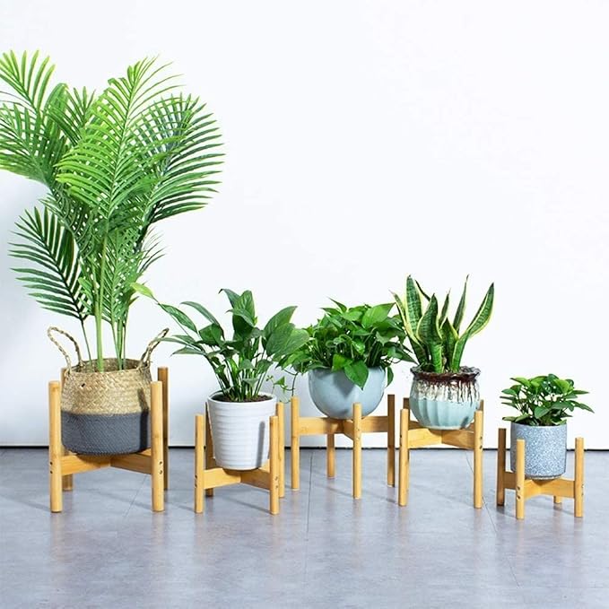 Mid Century Modern Indoor Plant Stand, Wood Flower Pot Holder for Home, Office, Garden, Patio, Lawn, Yard, Restaurant, Cafe (Color : Middle)
