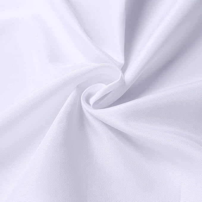 GFCC 6FT x 10FT White Polyester Backdrop Curtain for Wedding Party Banquet,Fabric Backdrop