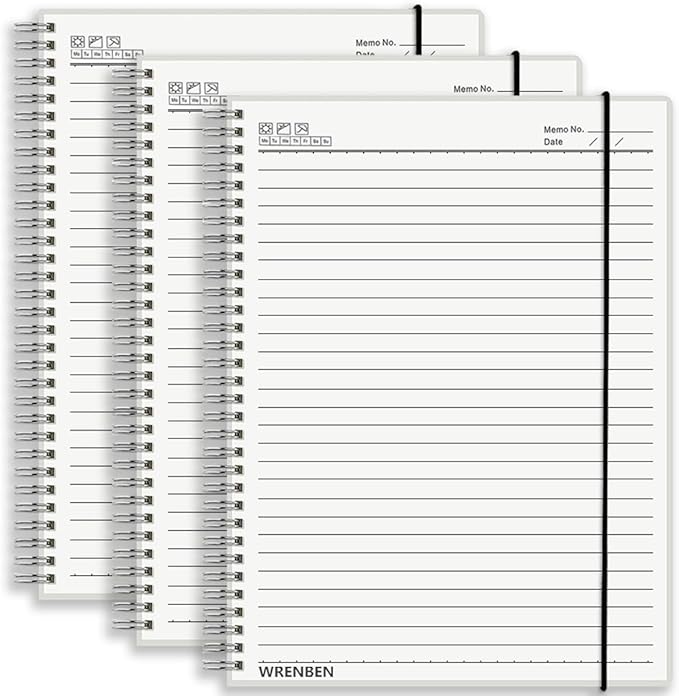 Large College Ruled Spiral Notebook 8.5" x 11" with 120gsm Thick Lined Paper, Elastic Band and Transparent Hard Cover - 3 Pack 480 Pages A4 Notepads for Journaling, Planning, Writing (Ruled, A4)