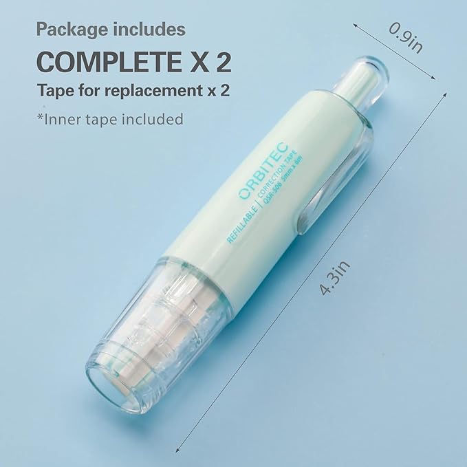BITOSEE Refillable Retractable White Correction Tape, Mini Small Japan Aesthetic Cute Correction Tape Pen, with Easy to Refill Pen Applicator,for Kawaii School Office Supplies
