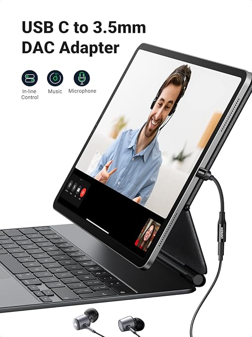 UGREEN USB C to 3.5mm Audio Adapter Type C to Headphone Aux Jack Dongle 24bit/96kHz HiFi DAC Cable Cord Compatible with iPhone 17 16 Pro Max/16 Plus, iPad, Galaxy S25 S24 Ultra, Pixel 10, Black