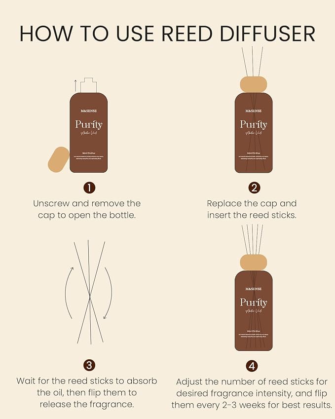 M&SENSE Linen Scent Reed Diffuser | 6.3 fl oz Natural Essential Oil Diffuser with Sticks, Non-Toxic Housewarming Aromatherapy Diffuser Gift for Bathroom & Shelf Decor