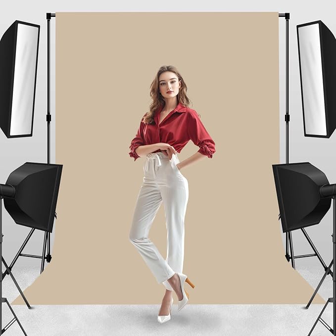 Photo Backdrop Beige Fabric Professional Photography Solution 8x10ft Seamless Design Eliminate Wrinkles Baby Shower Pregnant Women Shooting Scene Background