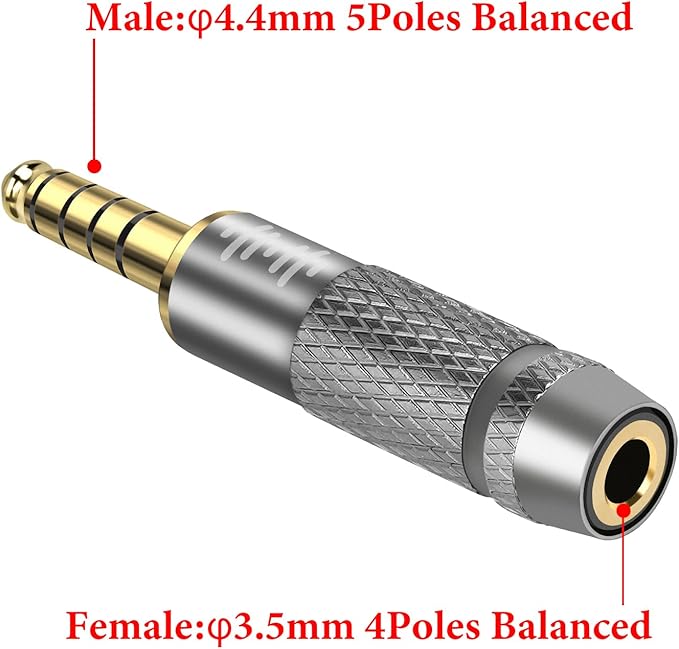 GEEKRIA 4.4mm to 3.5mm Balanced Headphones Adapter Converter for 3.5mm 4-Pole Cable to 4.4mm Player Device, Durable Aluminum Alloy Conversion Audio Plug, Gold Plated
