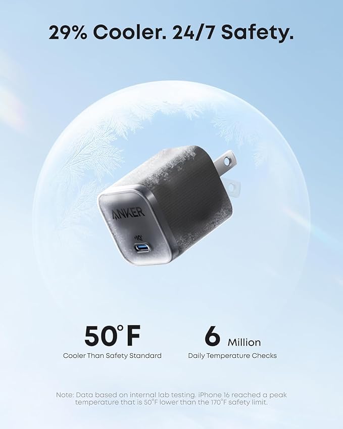 Anker Nano Charger, 45W Fast Charging, Compact and Foldable Plug USB C Charger Block for iPhone 17 Series, MacBook, Pixel 9, iPad, Samsung Galaxy S25 Ultra / S24 Series (6 ft Cable Included)