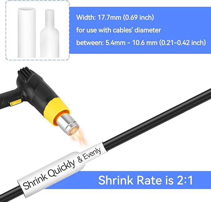 4 Pack Compatible for Heat Shrink Tube HSe-241 HSe241 HS241 HSe HS-241 0.69'' 17.7mm P-Touch Black on White Heat Shrink Tape for PT Printer PT-300 PT-H500 PT-E500 PT-E550W PT-D600 PT-P710BT PT-P750W