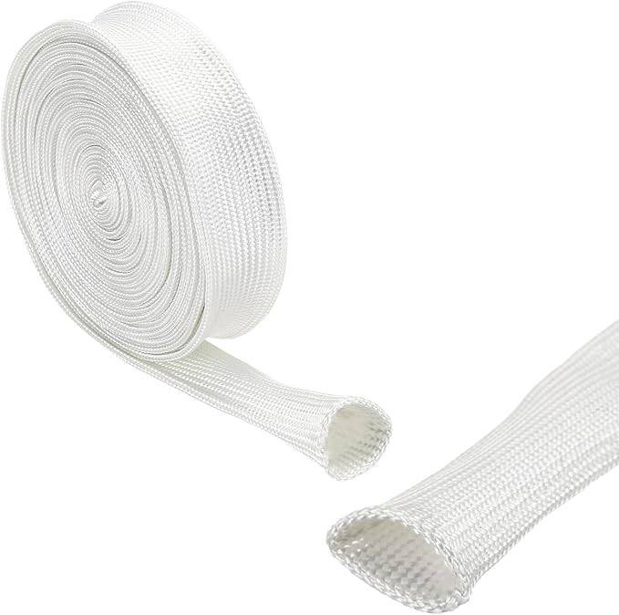 uxcell Insulation Cable Protector,15mm/0.59 Inch-5m/16 Feet High Temp Fiberglass Sleeve White