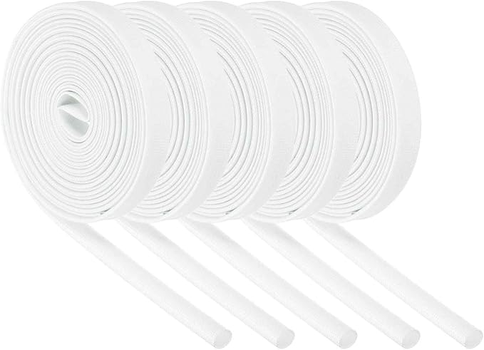 MECCANIXITY 5Pcs Wire Insulation Braid Fire Sleeve,9.8Ft-6mm ID White, High Temp Silicone Coated Fiberglass Sleeving for Automotive Hose Lines Electrical Wiring